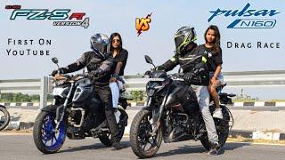 Yamaha FZS V4 Vs Pulsar N160 | Drag Race | Amazing Results | Bajaj Vs Yamaha