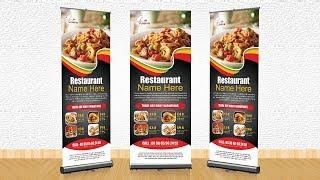 how to make professional Restaurant Rollup Banner | Photoshop Tutorials