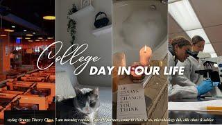 COLLEGE DAY IN THE LIFE | come w/us to class, trying orange theory, 5 am morning routine, chit chats