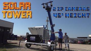 45' Portable Solar Security Tower - 7.5' Trailer - (2) IP Cameras - 2TB NVR - Router/4G Hotspot