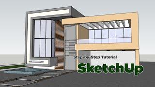 SketchUp Tutorial | Step by Step For Beginner | Modern Villa | nice tower