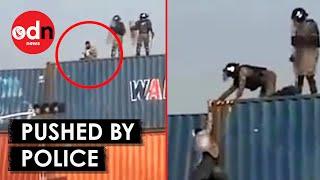 Horrifying Moment Man Praying is Pushed off Container in Pakistan