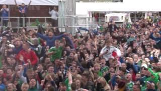 NI fans celebrate at Titanic Quarter fanzone as NI beat Ukraine 2-0