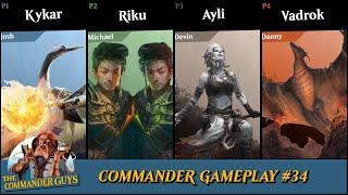 Commander Gameplay #34 - Kykar v. Riku v. Ayli v. Vadrok [MtG EDH Gameplay]