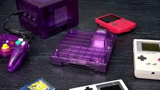 Bitfunx Purple Black Translucent Case GC Replacement Shell for GBA Gameboy player