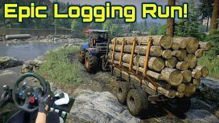 SnowRunner Logging Run: Steering Wheel & Pedals Gameplay