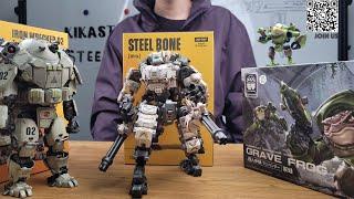 「JOYTOY」Action Figure 1/25 Steel Bone Attack Machine Mecha Action Figure-White Army Toys Unboxing！