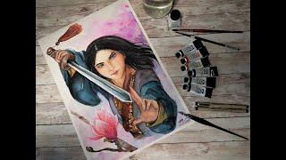 Mulan - Watercolor Painting Timelapse