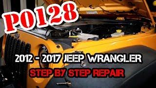 P0128 Jeep Wrangler | How To Replace Jeep Wrangler Thermostat | bleeding coolant system | Location