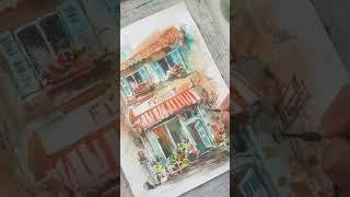 Watercolor architecture sketch by CanotStopPainting