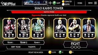 TRIBORGS VS JASONS- Shao Kahn Tower#99-100 -update1.12 Mkx iOS - BEST POWER DRAIN BATTLE