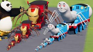 Big & Small CURSED Thomas the Train vs Choo-Choo Charles Iron Man vs Kung-fu Panda | BeamNG.Drive