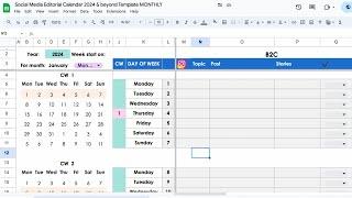 2024 Social Media Planner Calendar in Google Sheets [FREE Template]