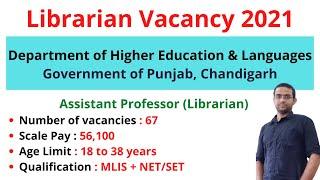 Assistant Professor (Librarian) Vacancy in Punjab Government College October 2021 #Librarian_Vacancy