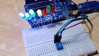 How To Use Potentiometer With Arduino For Led Chaser Speed Control | Arduino Project