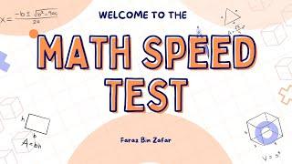 Math Speed Test #1 (20 Math Problems) - Mental Maths  Faraz Bin Zafar