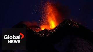 Italy's Mount Etna erupts, puts on spectacular show at dawn