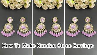 Party Wear Kundan Earrings | Kundan Stone Jewellery | Diy by Kavita #viral #youtube #trending