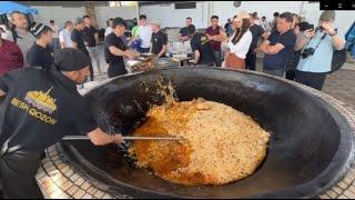 Makes 1,000 Pilaf(plov) with Giant Cauldron in Tashkent Uzbekistan