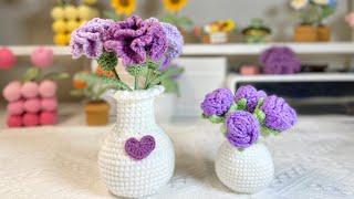 How to Crochet Carnation Flower Tutorial  Crochet Flower in a Vase  Crochet Flower Bouquet