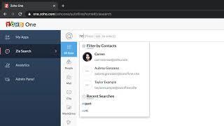 How to use the Zia Search service in Zoho One to find information easily.