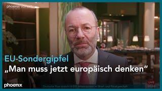 phoenix tagesgespräch mit Manfred Weber (EVP) zu dem EU-Sondergipfel am 06.03.2025