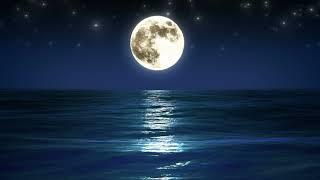 Moon background stock footage- moonlight kising the ocean loop.