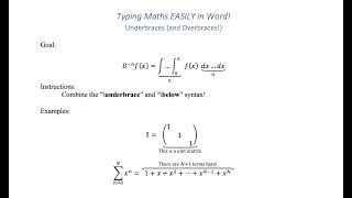 Type Maths Underbraces in Word | EFFICIENT Maths Typing with Word series