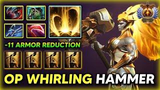 OP WHIRLING HAMMER Offlane GOD Dawnbreaker With -11 Armor Reduction Build 100% Show no Mercy DOTA 2