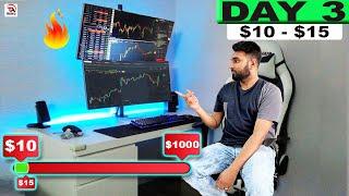 Turning $10 - $1,000 CHALLENGE - Day 3 | TRADING Mistakes | Trading For Beginners With $10 !!!