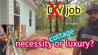 cottage gets  gutters /luxury-necessity /pro details/construct on site/Mr Rogers show!