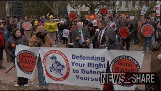 Virginia Delegate Nick Freitas speaks against gun control at Lobby Day 2024