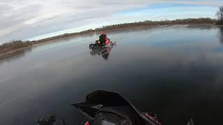 Clear thin ice on snowmobile | Just gotta follow and pin it