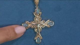 14K Gold Australian Opal Triplet Cross Pendant on QVC