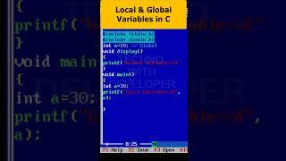 "Local and Global variables in C" Part 126 | C Programming #ytshorts #youtubeshorts