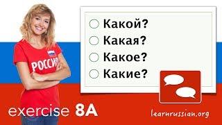 Simple phrases in Russian - Exercise 8A - Какой?  Какая?  Какое?  Какие?