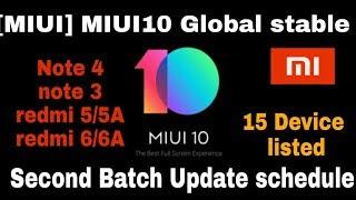 [MIUI] MIUI10 Global stable Second Batch Update schedule