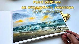 Watercolor painting for beginners | Paint with me an atmospheric seascape | Sketchbook practice
