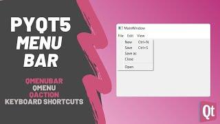 PyQt5 QMenuBar: Create and use a Menu Bar with PyQt5 and Qt Designer [QMenuBar, QMenu, QAction]