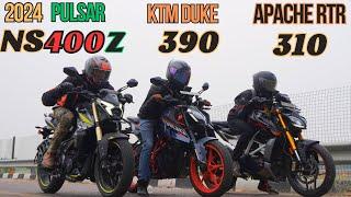 Pulsar NS400Z vs Duke390 vs RTR310 Drag Race  | Most Uniqe Triple Battle On YouTube |