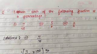 Express each of the following Fraction Change Into Percentage  || Class-8th NCERT || Percentage ||