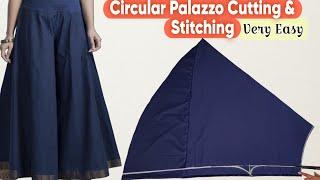 Very Easy Umbrella Plazo/Circular Palazzo Cutting and Sritching /full flare skirt plazo pant cutting