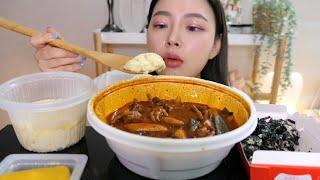 엽떡 국물닭발 먹방 중국당면 주먹밥 계란찜까지 추가해서 국물까지 퍼먹기 spicy chicken feet eating show mukbang