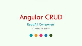 Angular Crud Part 3 - Read All component