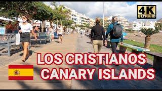 WALK LOS CRISTIANOS TENERIFE CANARY ISLAND SPAIN DECEMBER 2021 4K ULTRAHD