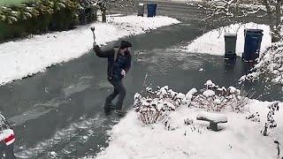PEOPLE VS. ICY DRIVEWAY FUNNY MOMENTS
