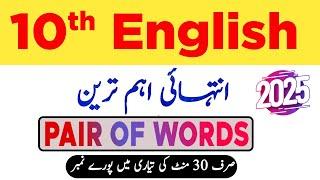 10th class English Pair of Words 2025 | 10th class English guess paper 2025