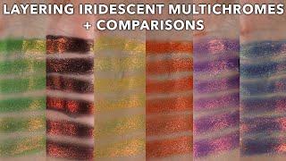 Iridescent Multichrome Comparisons and layering over different color matte eyeshadow
