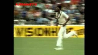 Colin Croft hits Greg Chappel on the Nuts 1980