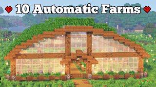 10 Automatic Farms in a Greenhouse - Minecraft Java | Easy Tutorial